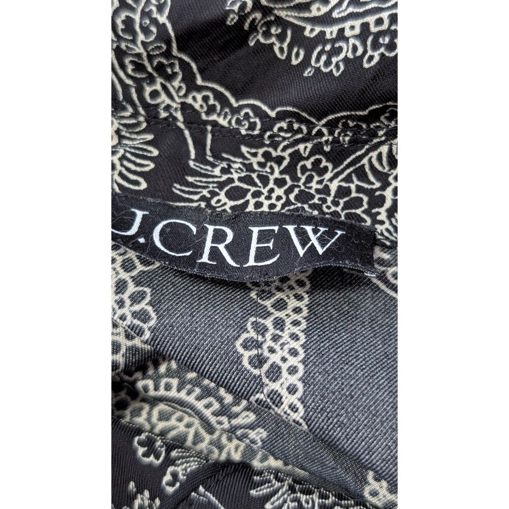J.Crew Paisley Scarf Print Drapey Camp Collar Shirt M Boho Chic Black Cream - Picture 4 of 12